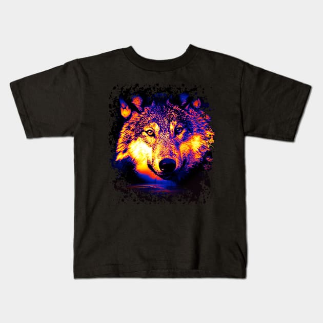 Rainbow mystic Wolf - Your animal guide Kids T-Shirt by Cimbart